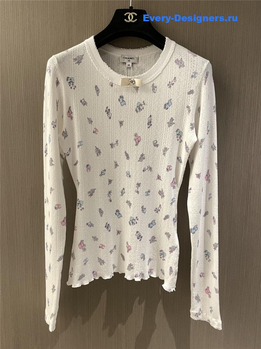 Ch**el butterfly print long sleeve top