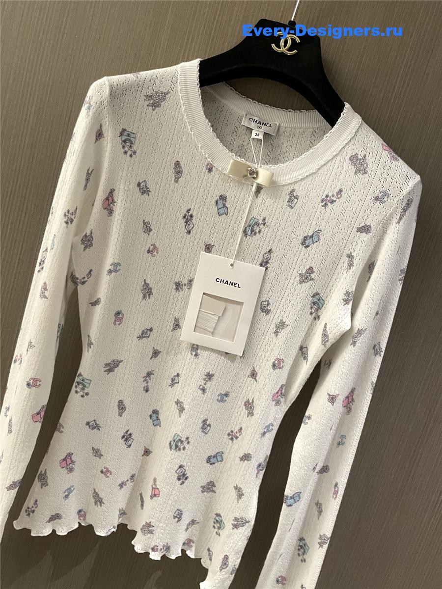Ch**el butterfly print long sleeve top