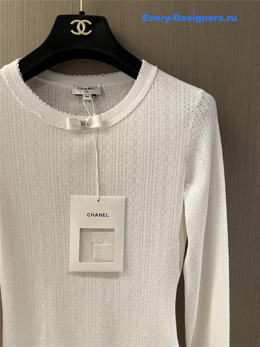 Ch**el butterfly print long sleeve top white