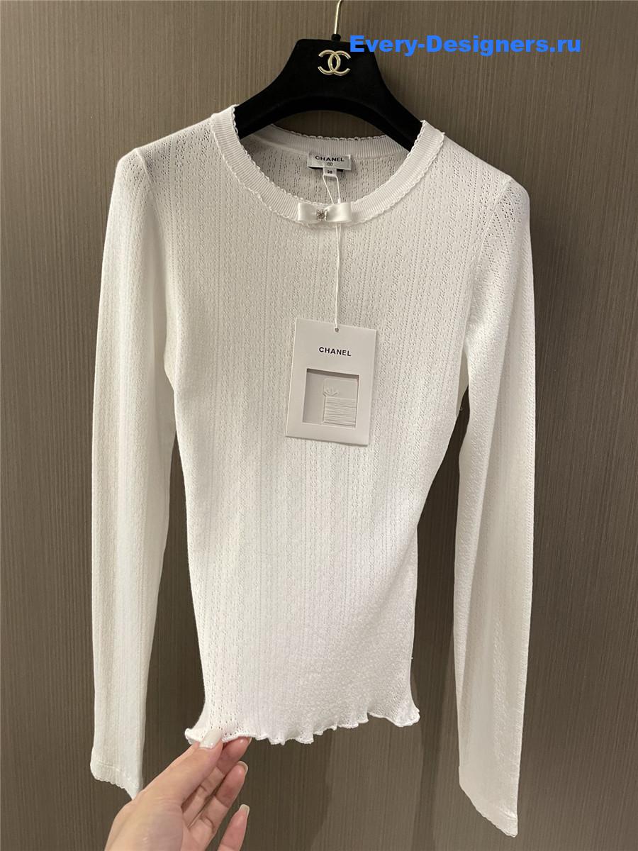 Ch**el butterfly print long sleeve top white