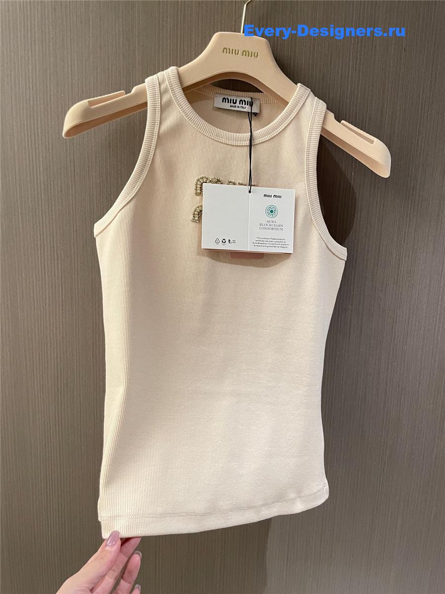 Miu Miu Embroidered Logo Tank Top