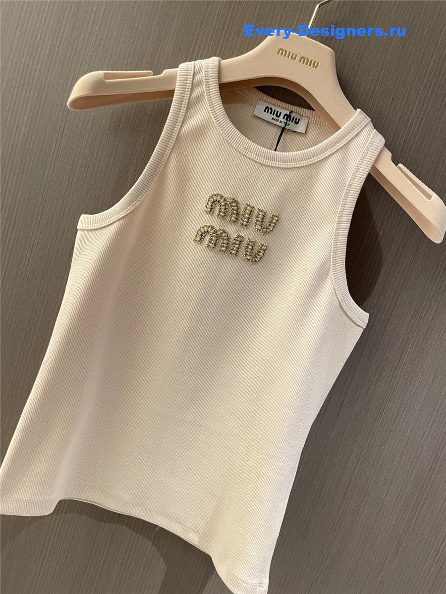 Miu Miu Embroidered Logo Tank Top
