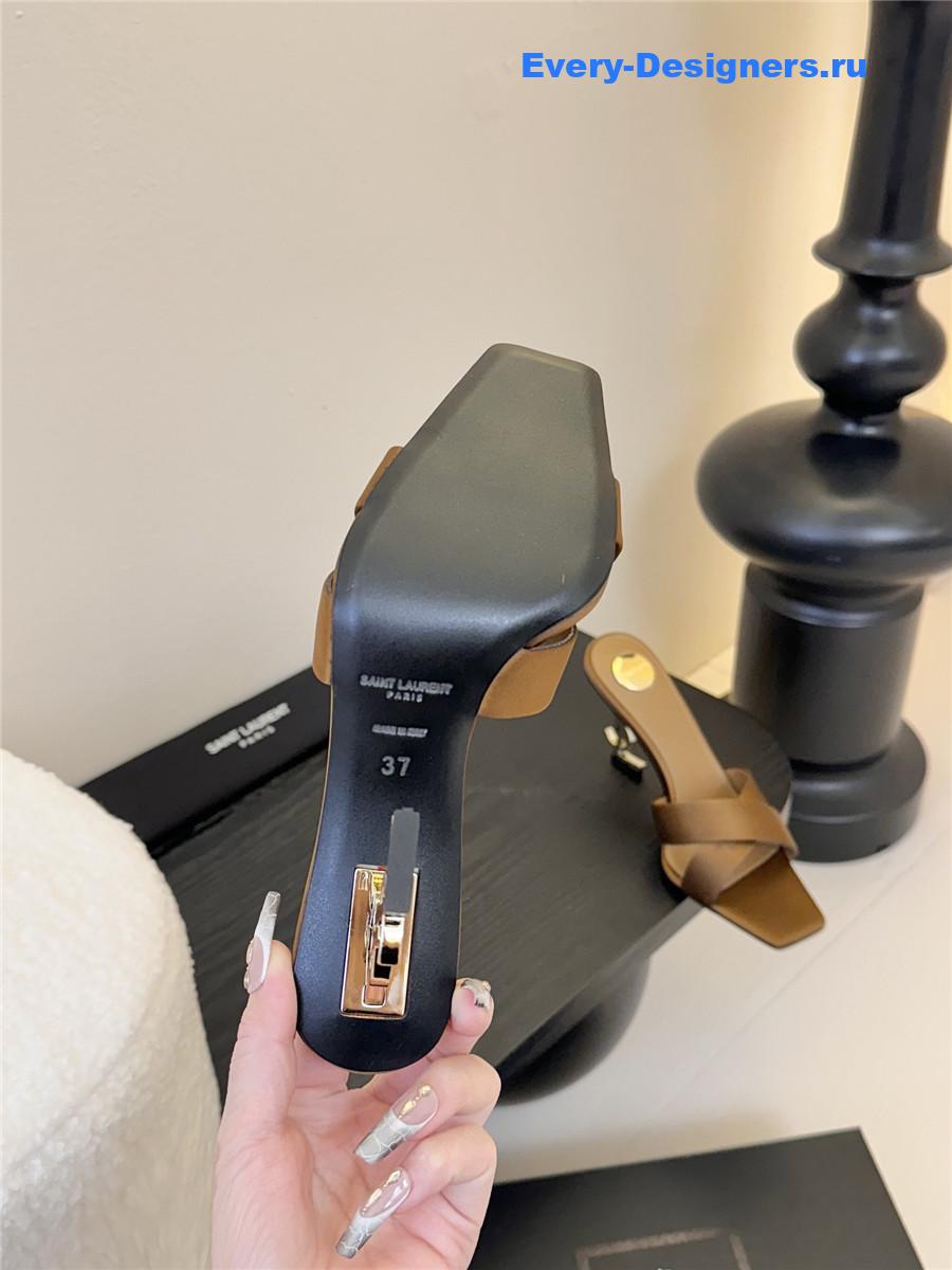 Sa1nt Lau*nt opyum logo-heel satin slide sandals