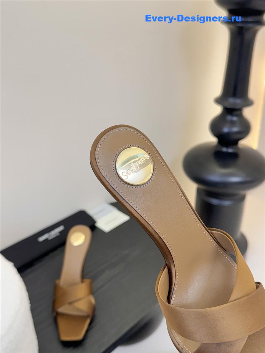 Sa1nt Lau*nt opyum logo-heel satin slide sandals