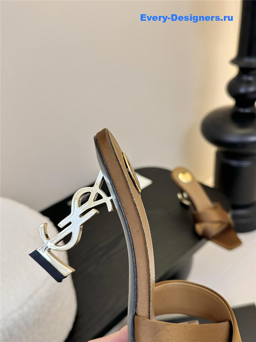 Sa1nt Lau*nt opyum logo-heel satin slide sandals