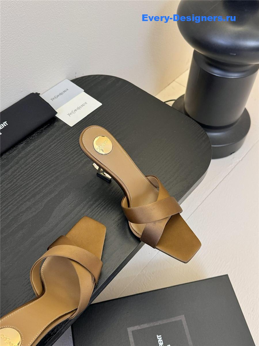 Sa1nt Lau*nt opyum logo-heel satin slide sandals