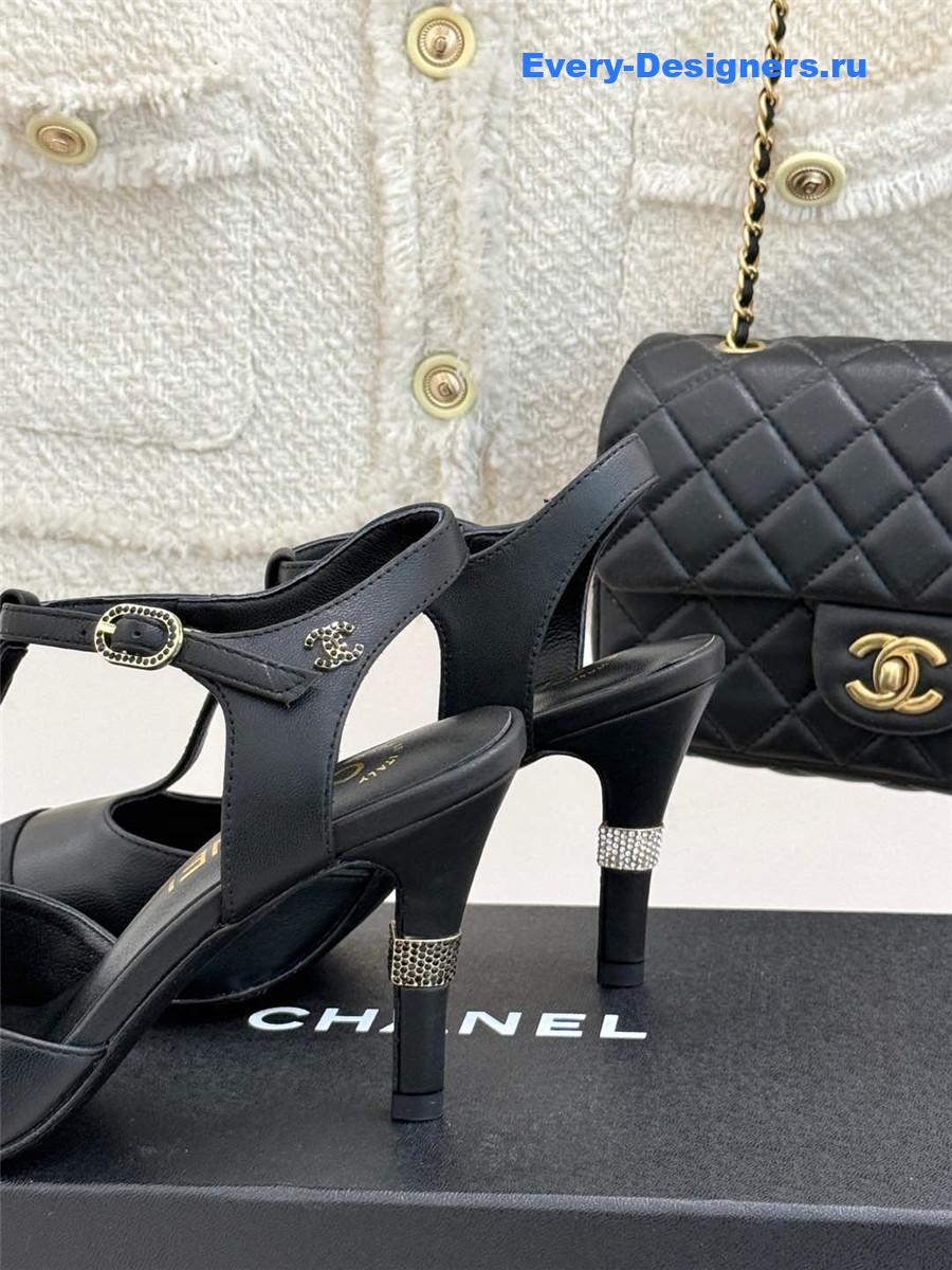 Ch**el t-strap lambskin high heel sandals
