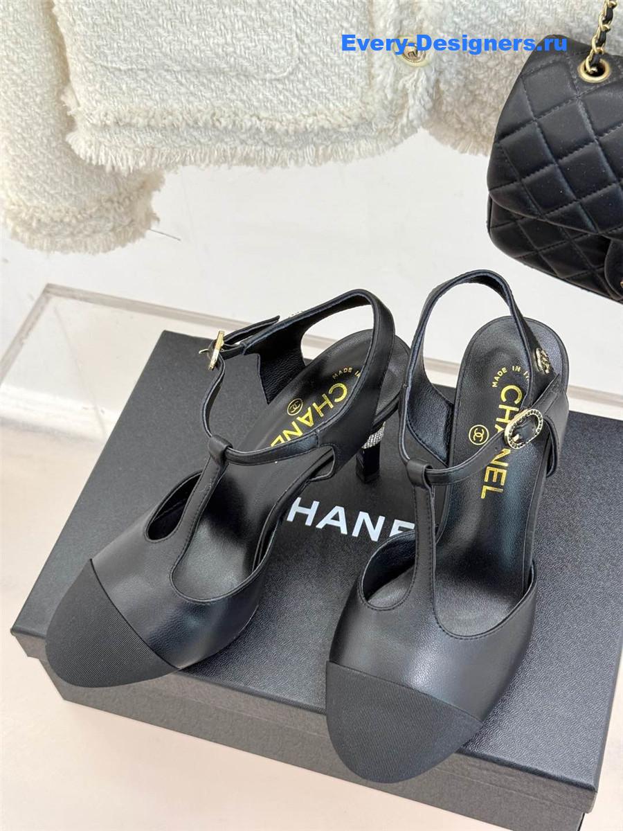 Ch**el t-strap lambskin high heel sandals