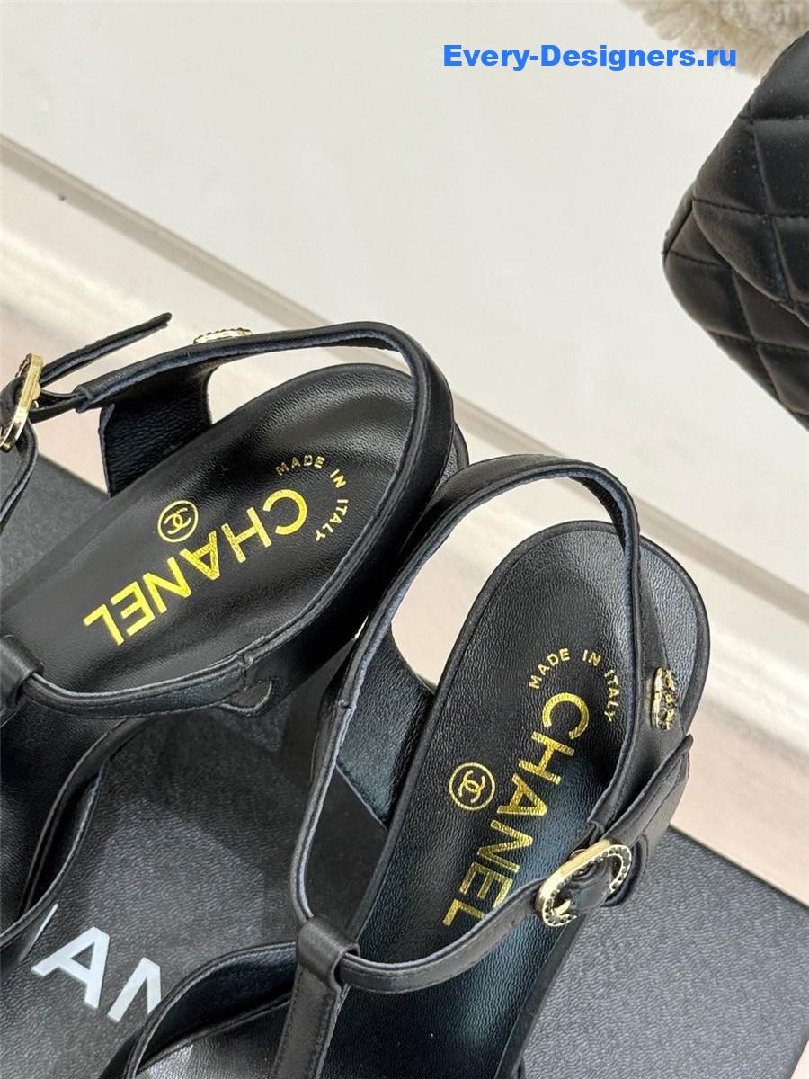 Ch**el t-strap lambskin high heel sandals