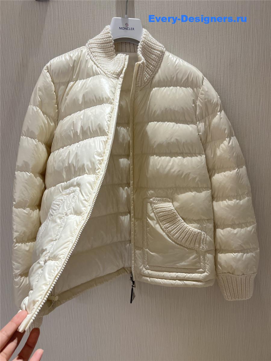 Moncler Knitted Cream Down Jacket