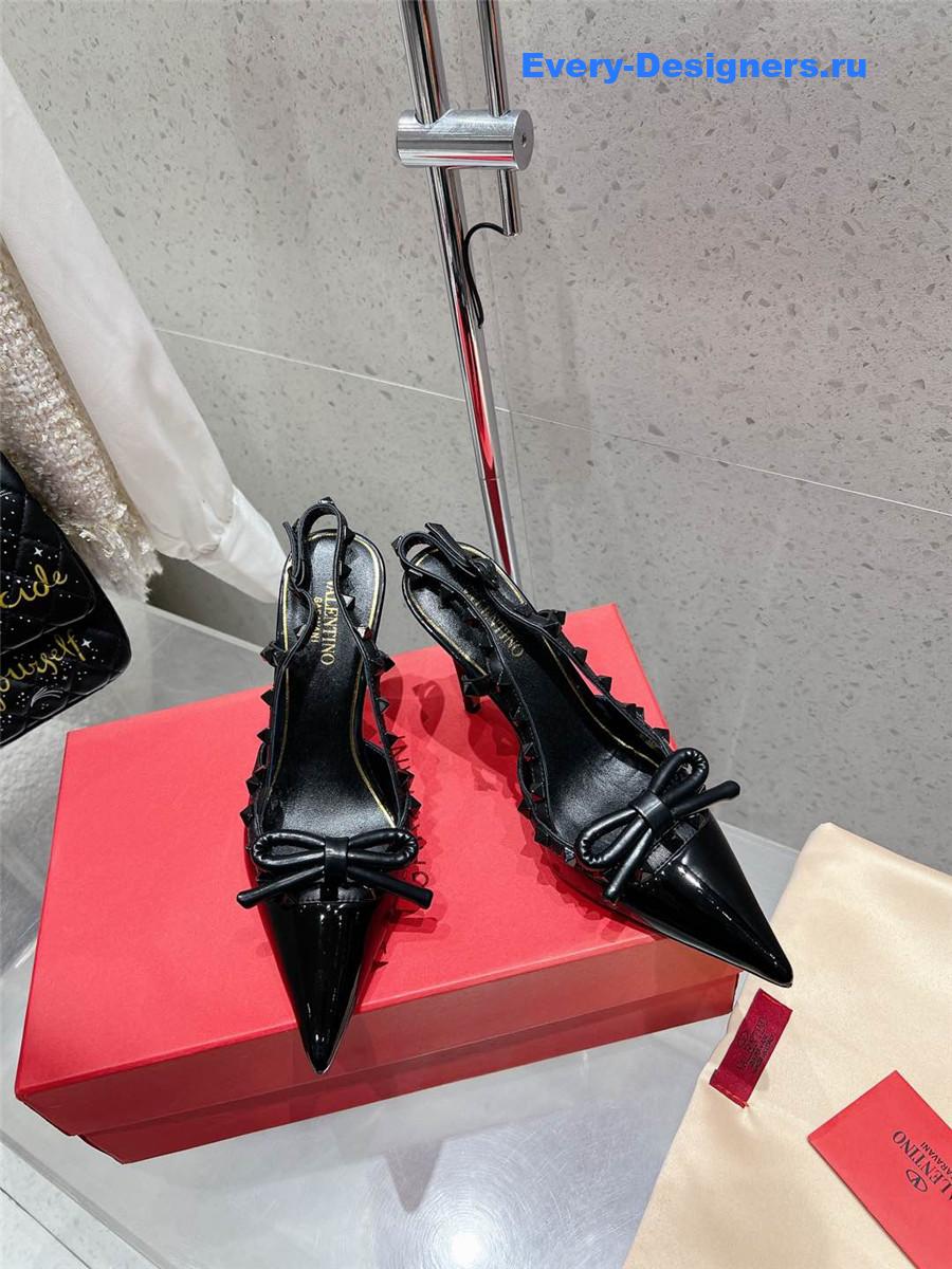 Va1e*ntin0 rockstud bow slingback pump in patent leather
