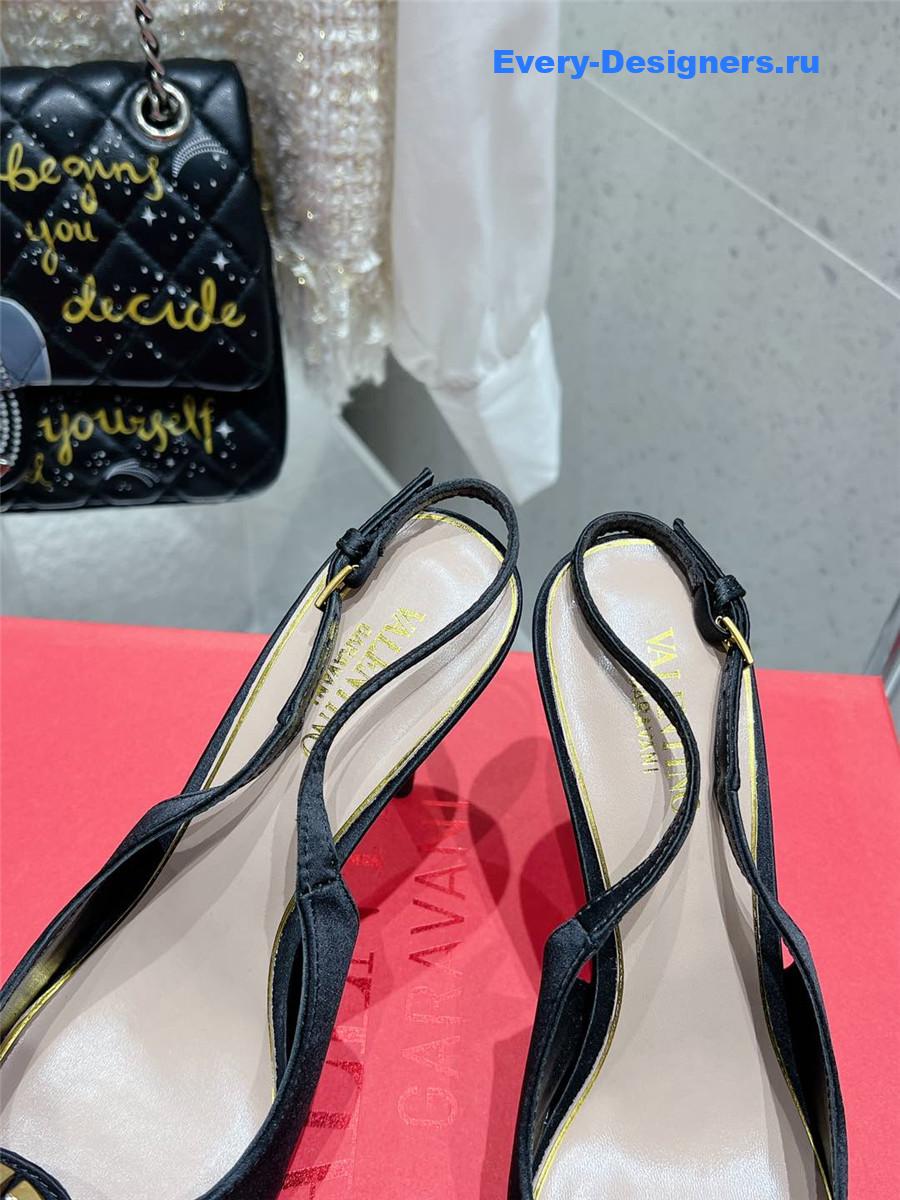 Va1e*ntin0 garavani vlogo satin slingback pumps black