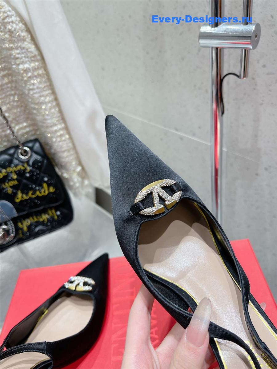 Va1e*ntin0 garavani vlogo satin slingback pumps black