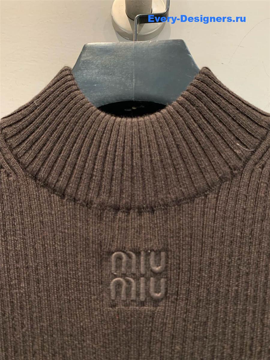 Miu Miu Ribbed Knit Wool Turtleneck Top