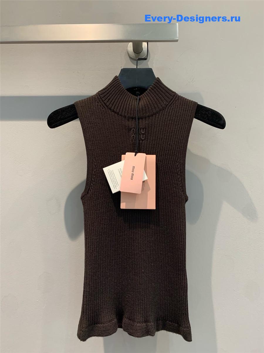 Miu Miu Ribbed Knit Wool Turtleneck Top