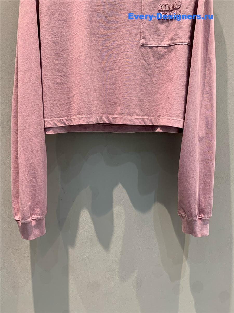Miu Miu Logo Pink Long Sleeve Top