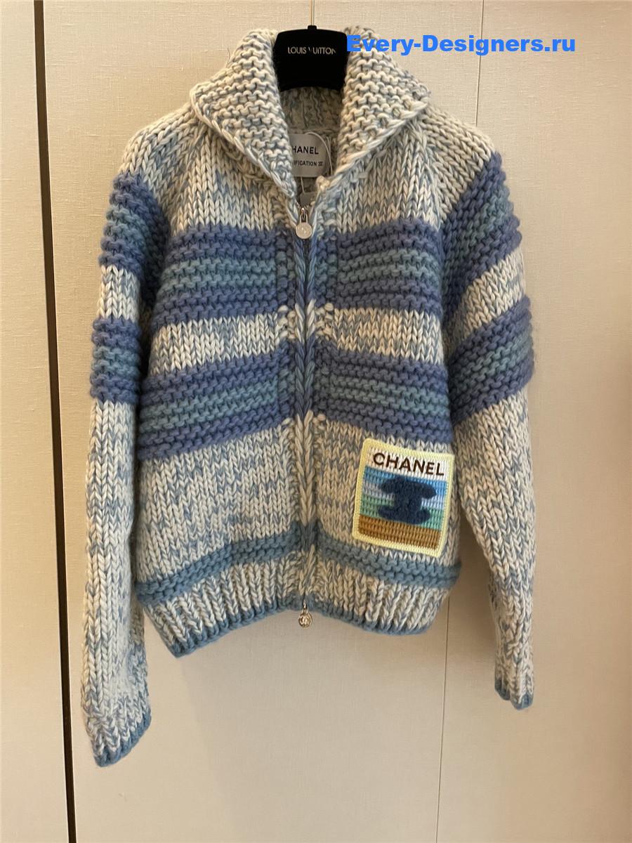 Ch**el women striped contrast knit cardigan