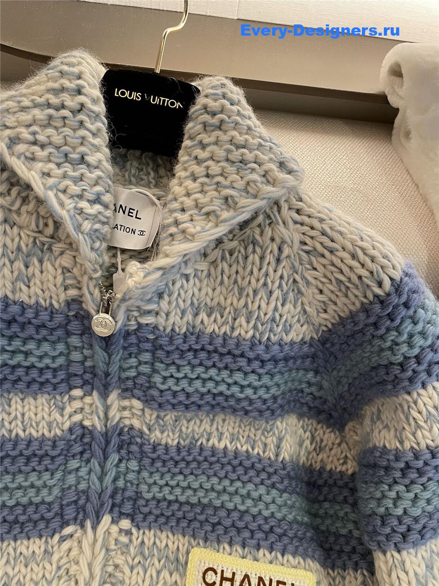 Ch**el women striped contrast knit cardigan