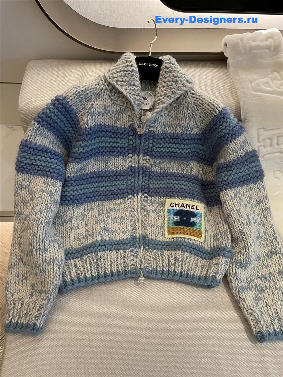 Ch**el women striped contrast knit cardigan