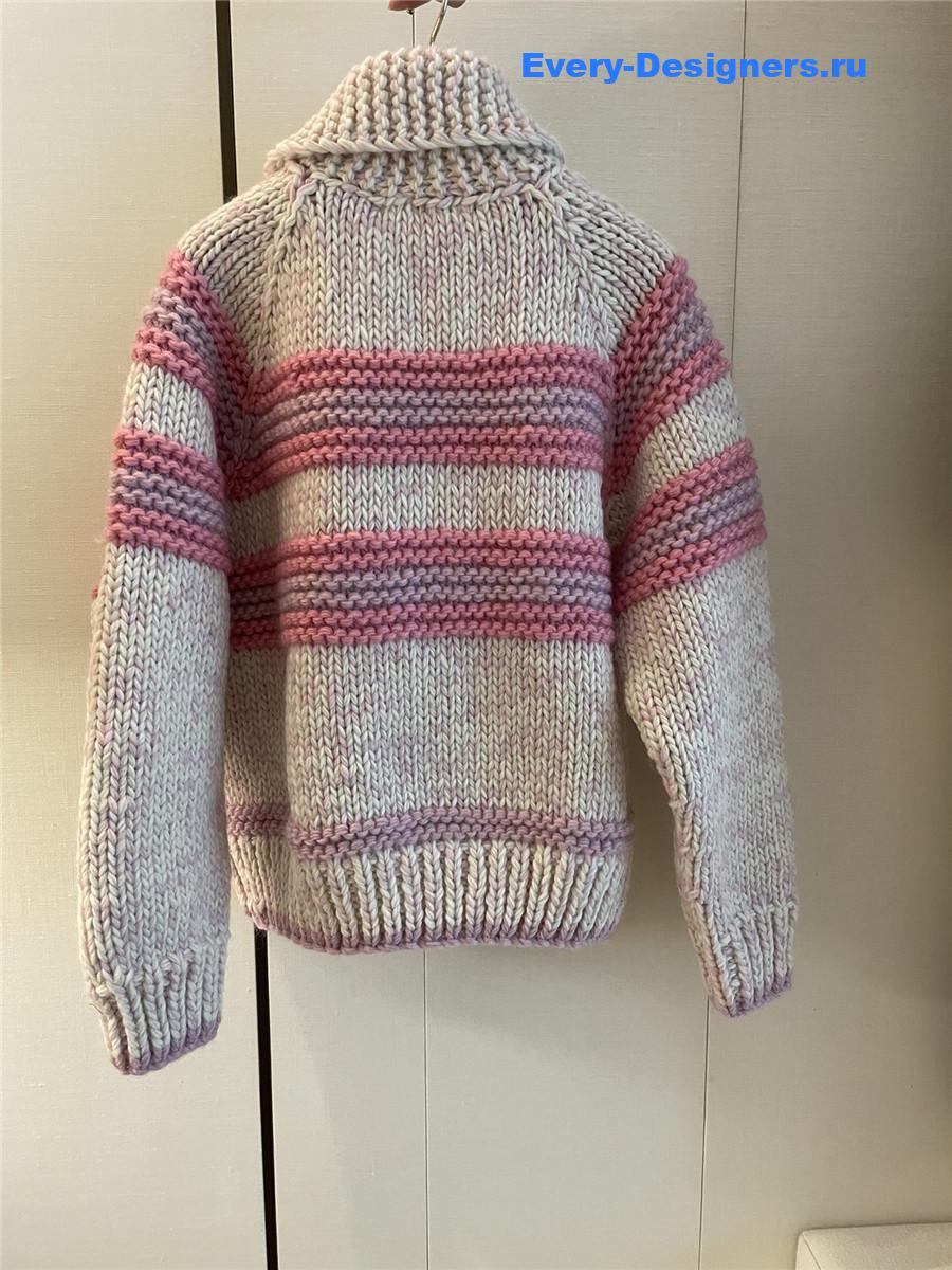 Ch**el women striped contrast knit cardigan in pink