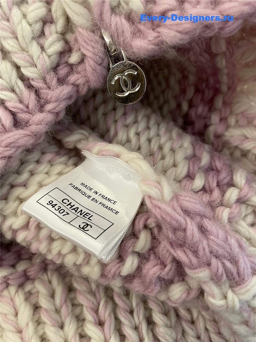 Ch**el women striped contrast knit cardigan in pink