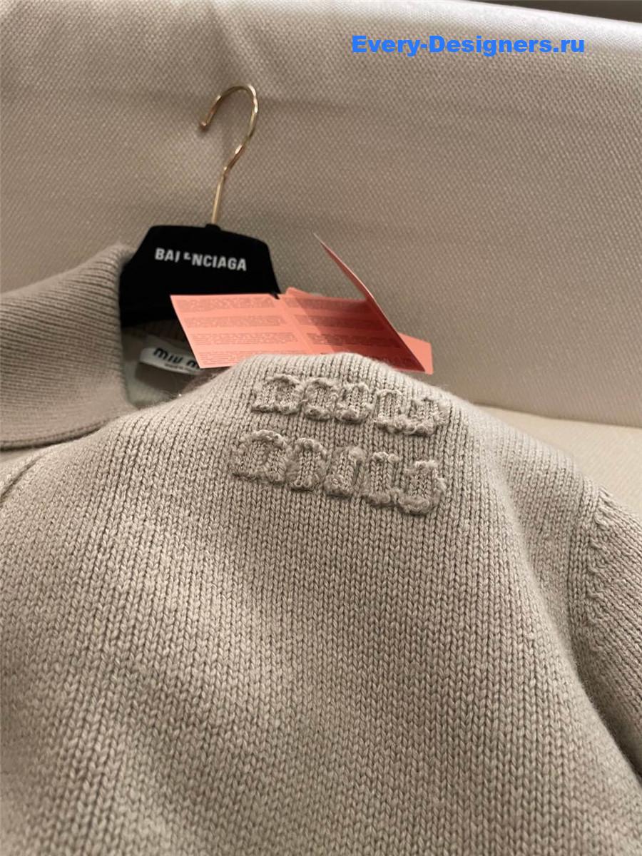 Miu Miu Cashmere Knitted Jacket with Zip-Up Collar