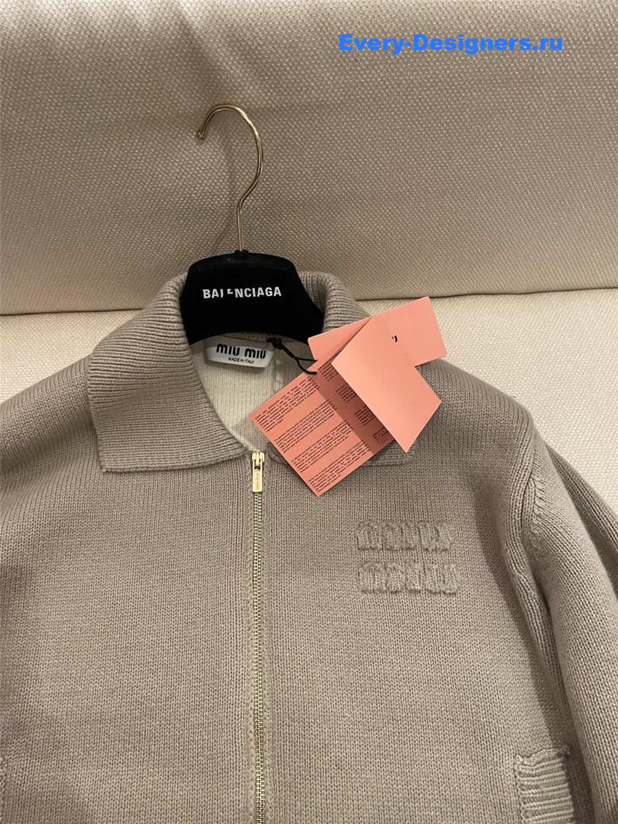 Miu Miu Cashmere Knitted Jacket with Zip-Up Collar