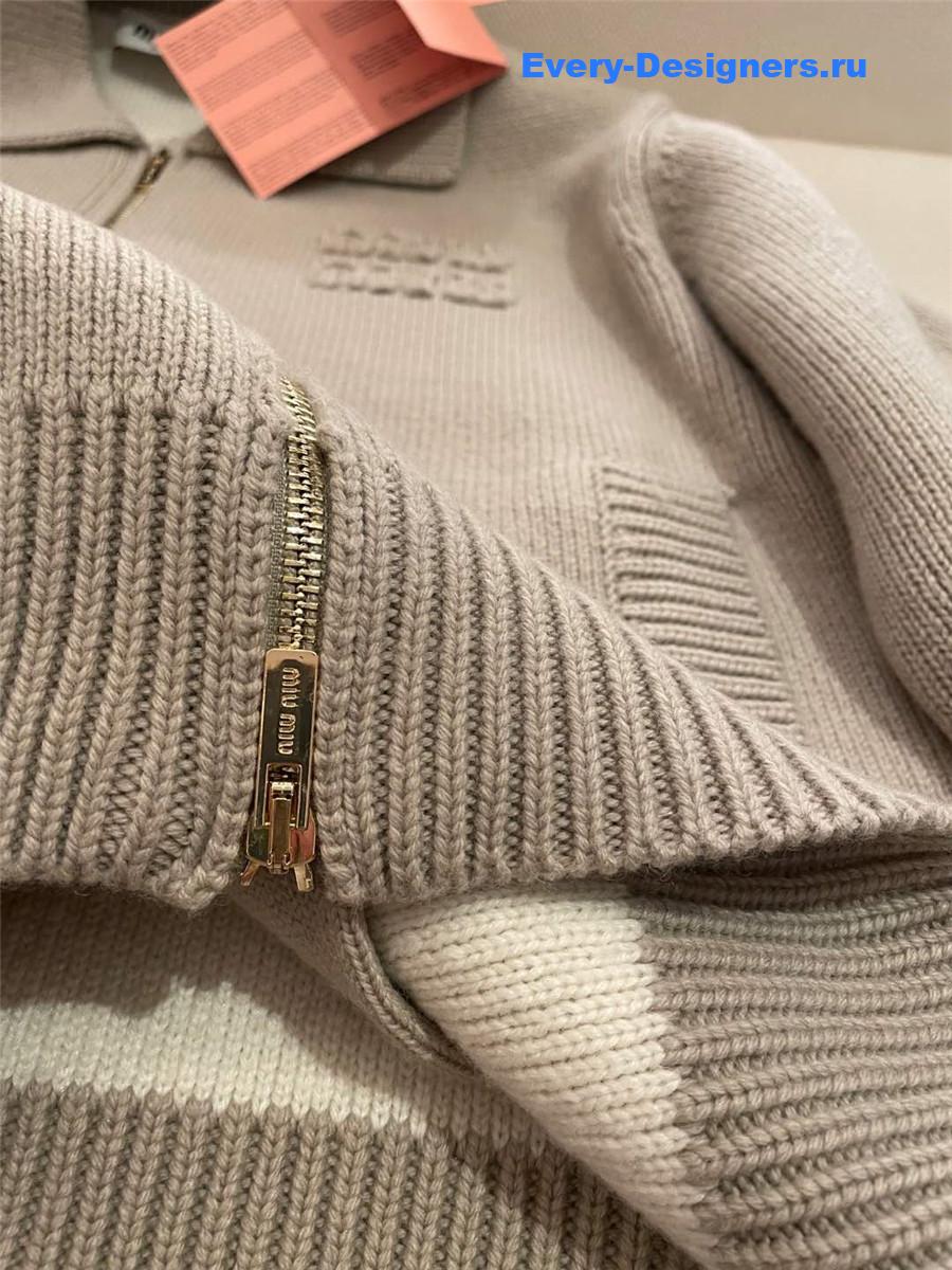 Miu Miu Cashmere Knitted Jacket with Zip-Up Collar