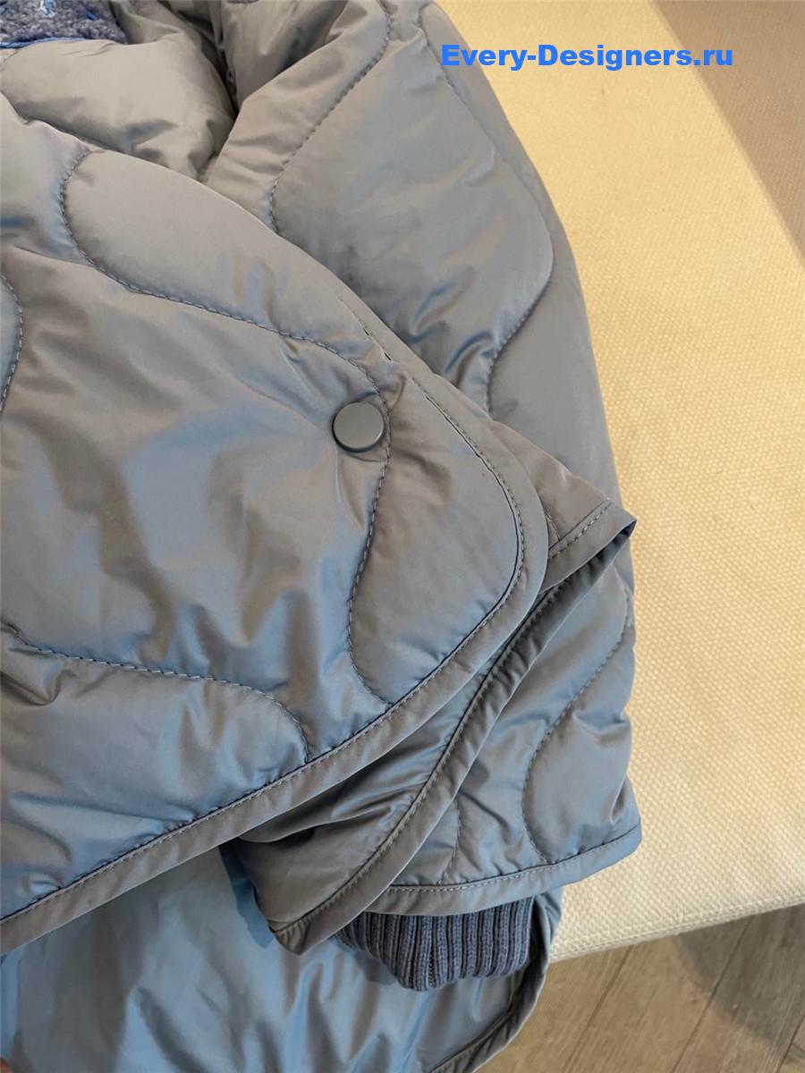 Ch**el knitted stand collar zipper cotton jacket blue