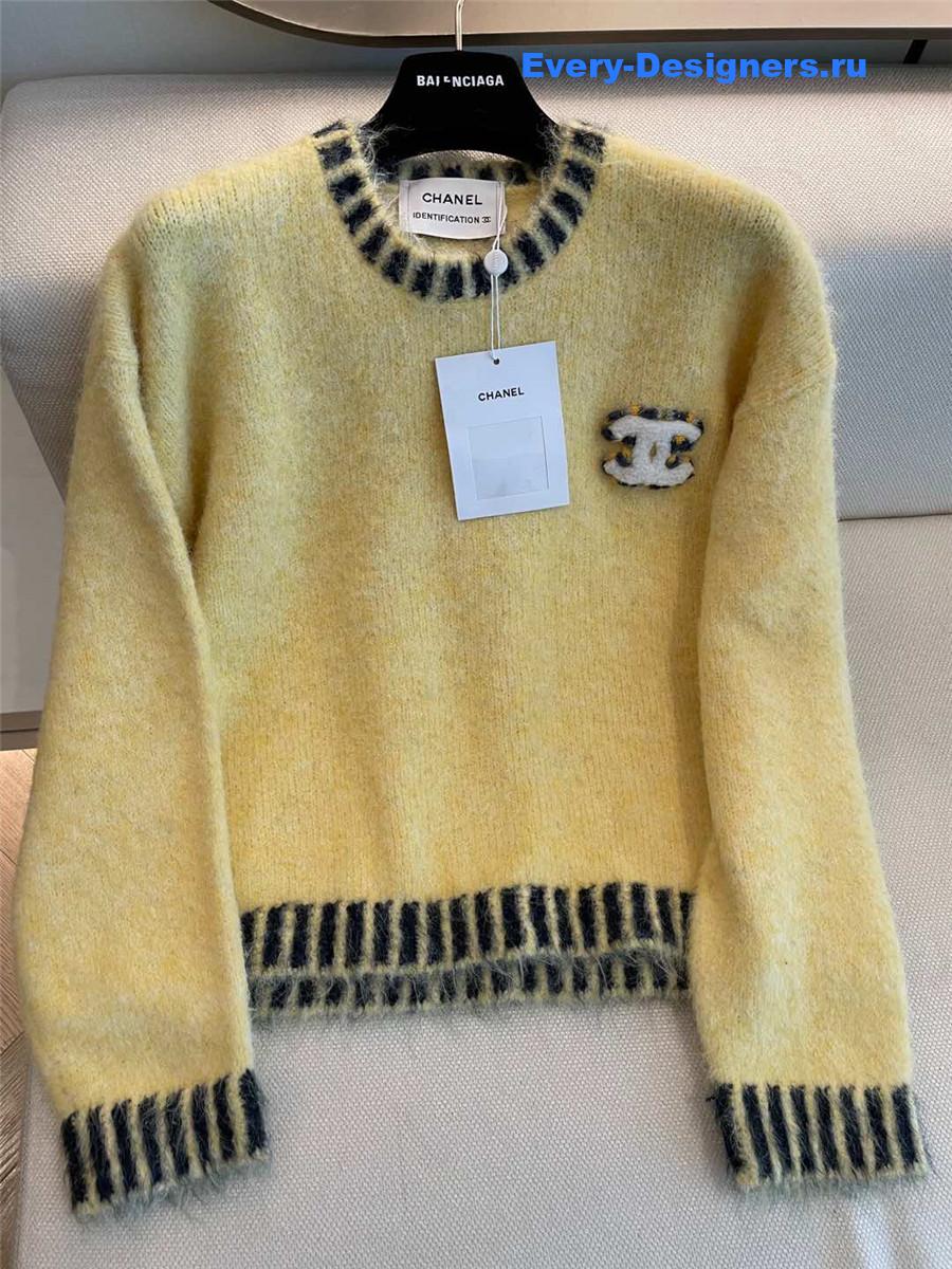 Ch**el mohair crew neck yellow sweater