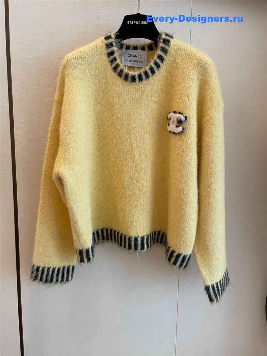 Ch**el mohair crew neck yellow sweater