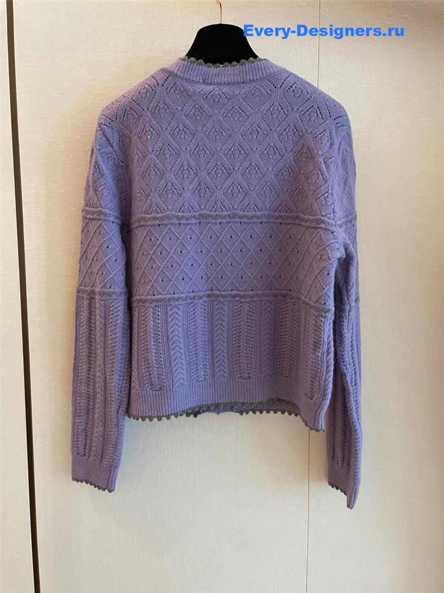 Ch**el crew neck knitted cardigan purple
