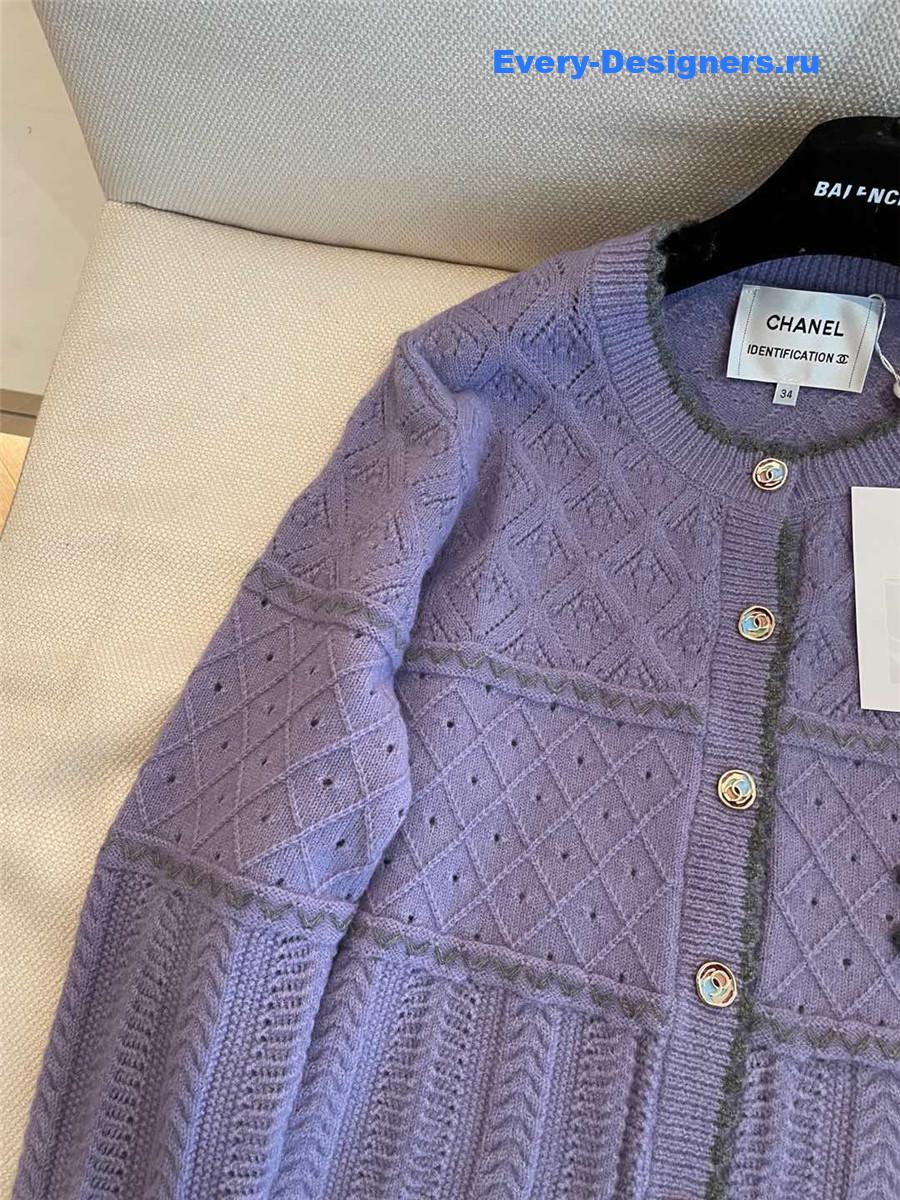 Ch**el crew neck knitted cardigan purple