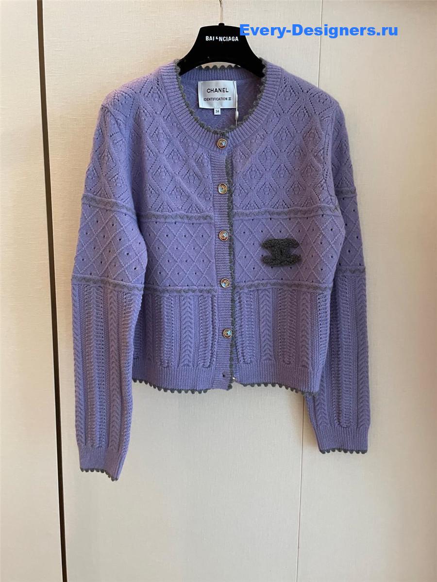 Ch**el crew neck knitted cardigan purple