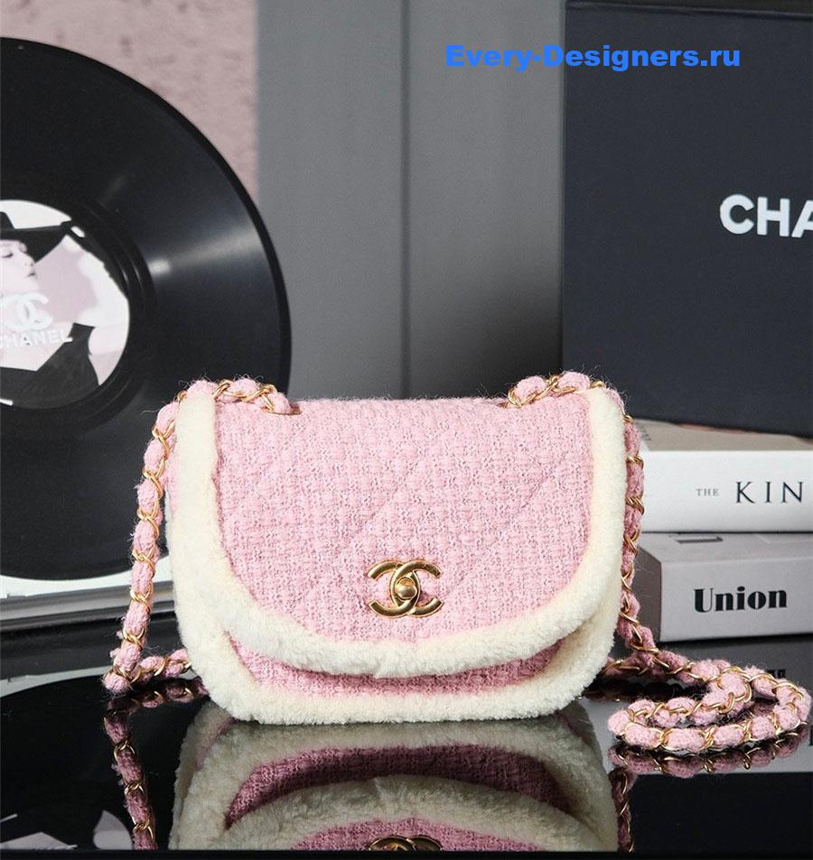 Ch**el tweed shearling shoulder bag