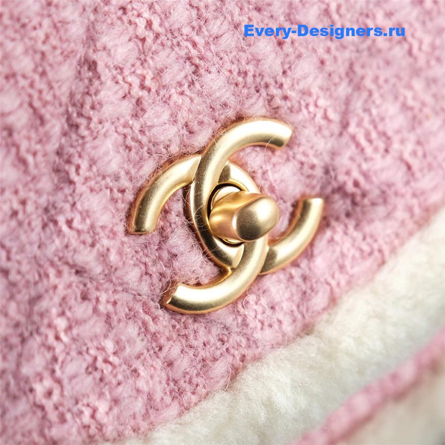 Ch**el tweed shearling shoulder bag