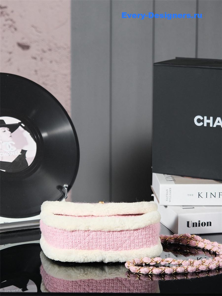 Ch**el tweed shearling shoulder bag