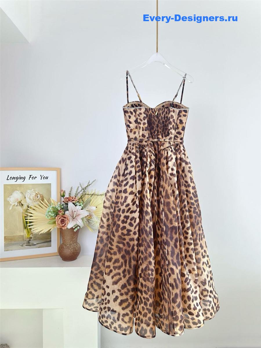 Zimm Crush Leopard Paneled Midi-Dress