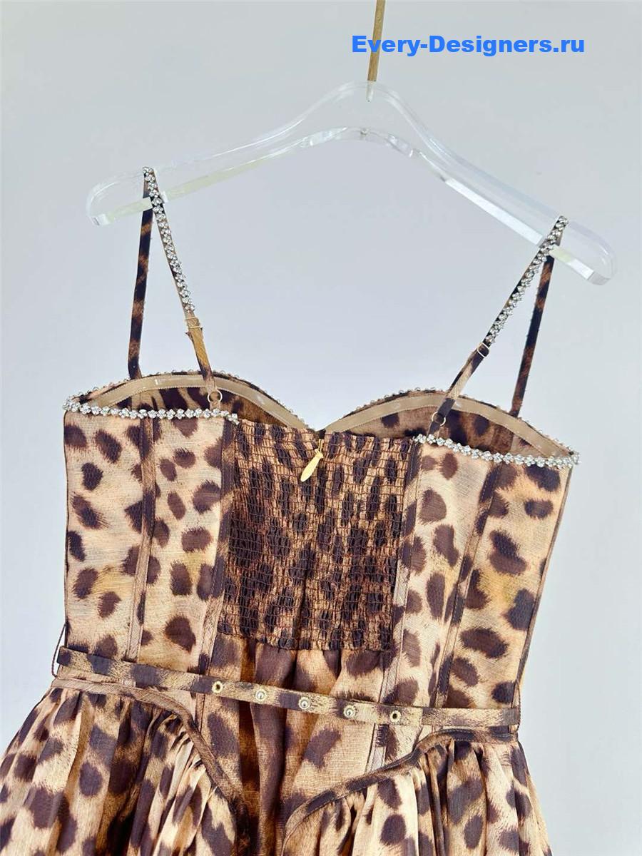 Zimm Crush Leopard Paneled Midi-Dress