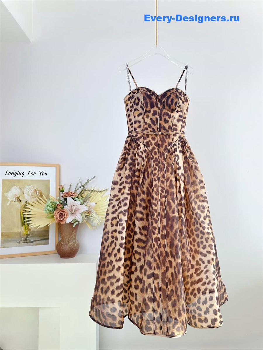 Zimm Crush Leopard Paneled Midi-Dress