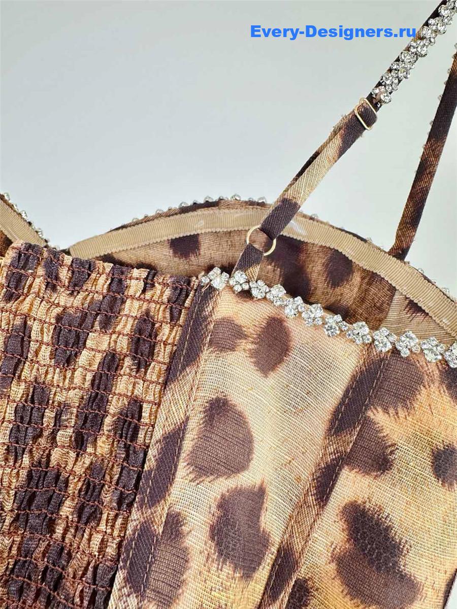 Zimm Crush Leopard Paneled Midi-Dress