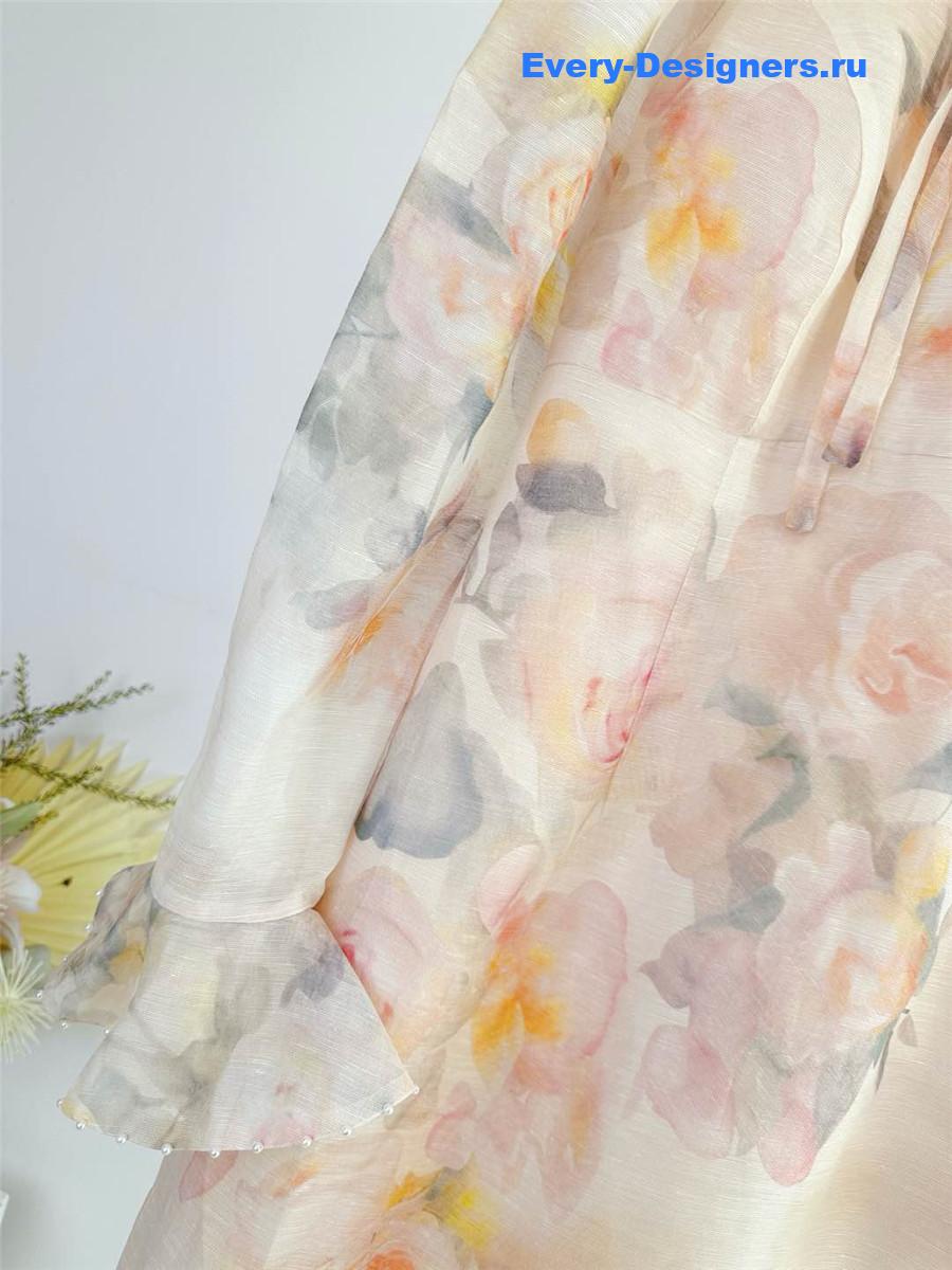 Zimm Crush Pink Floral Midi Dress