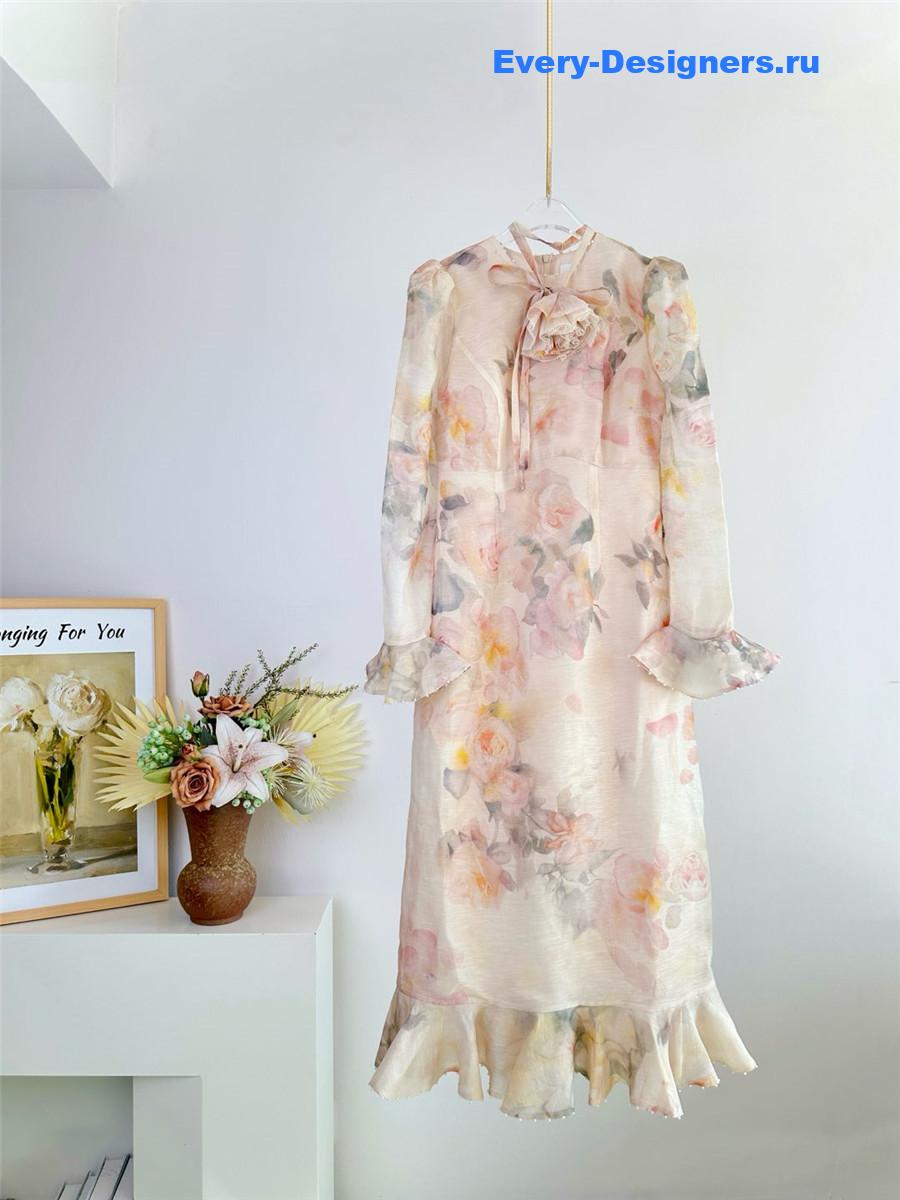 Zimm Crush Pink Floral Midi Dress