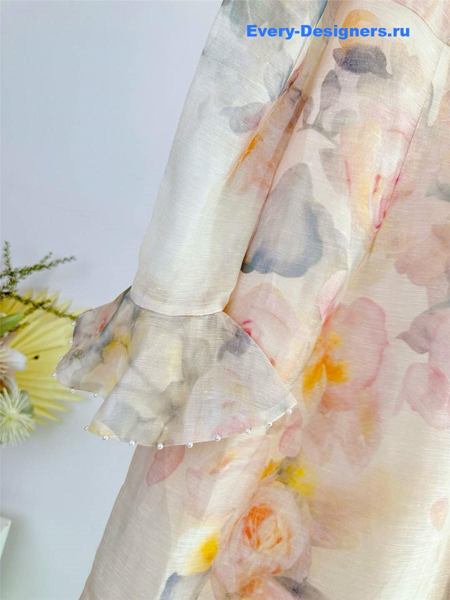 Zimm Crush Pink Floral Midi Dress