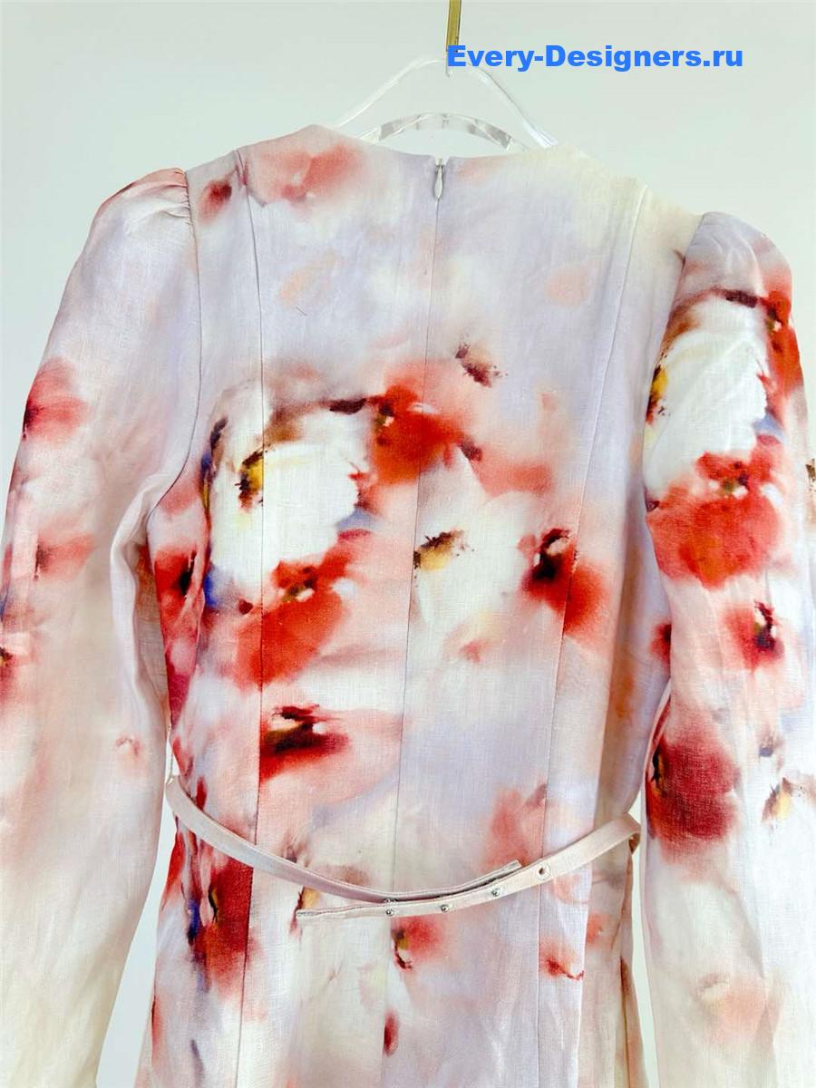 Zimm Crush Frill Sleeved Midi Dress