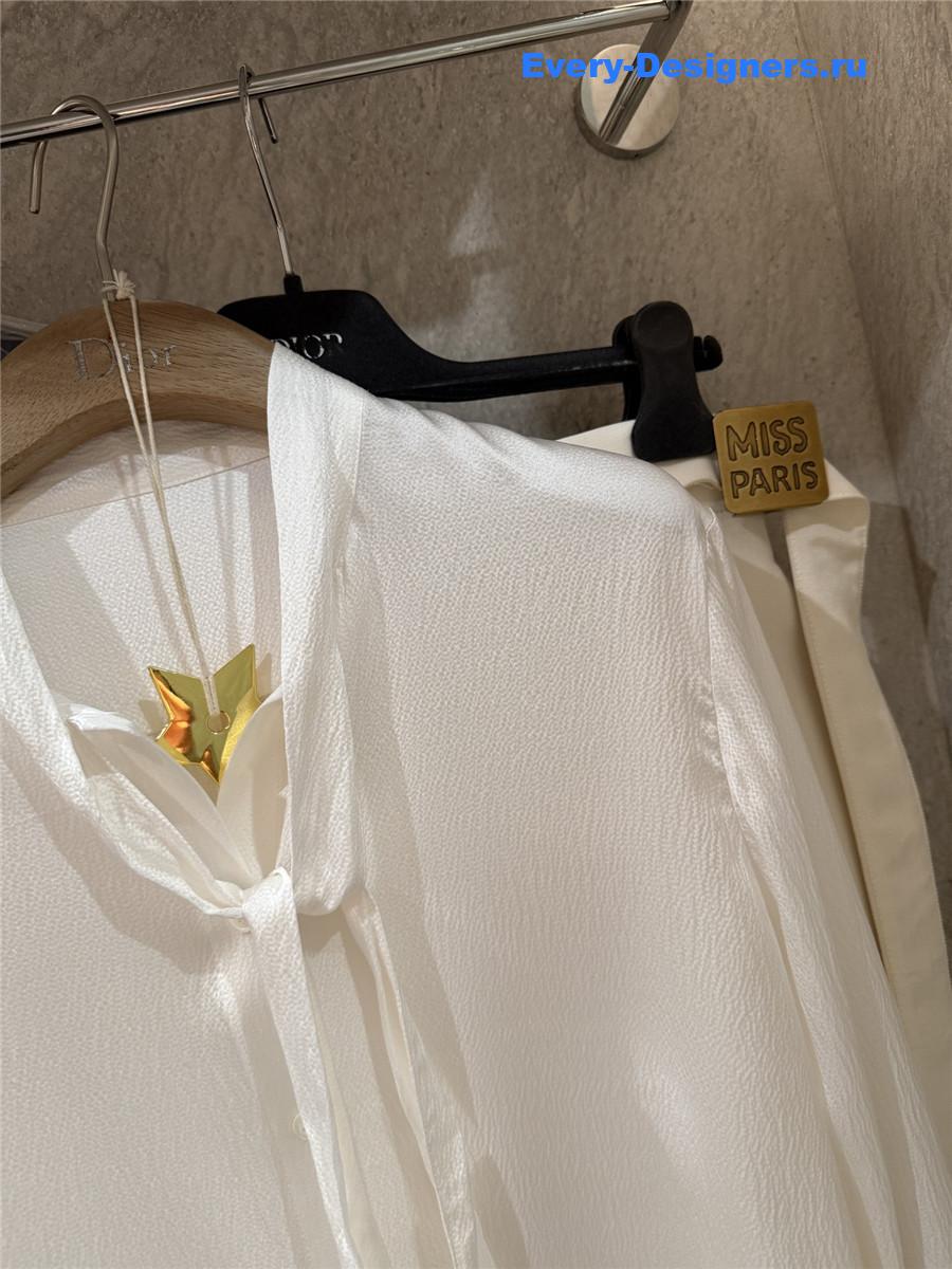 D10r cd pearl satin ribbon silk shirt