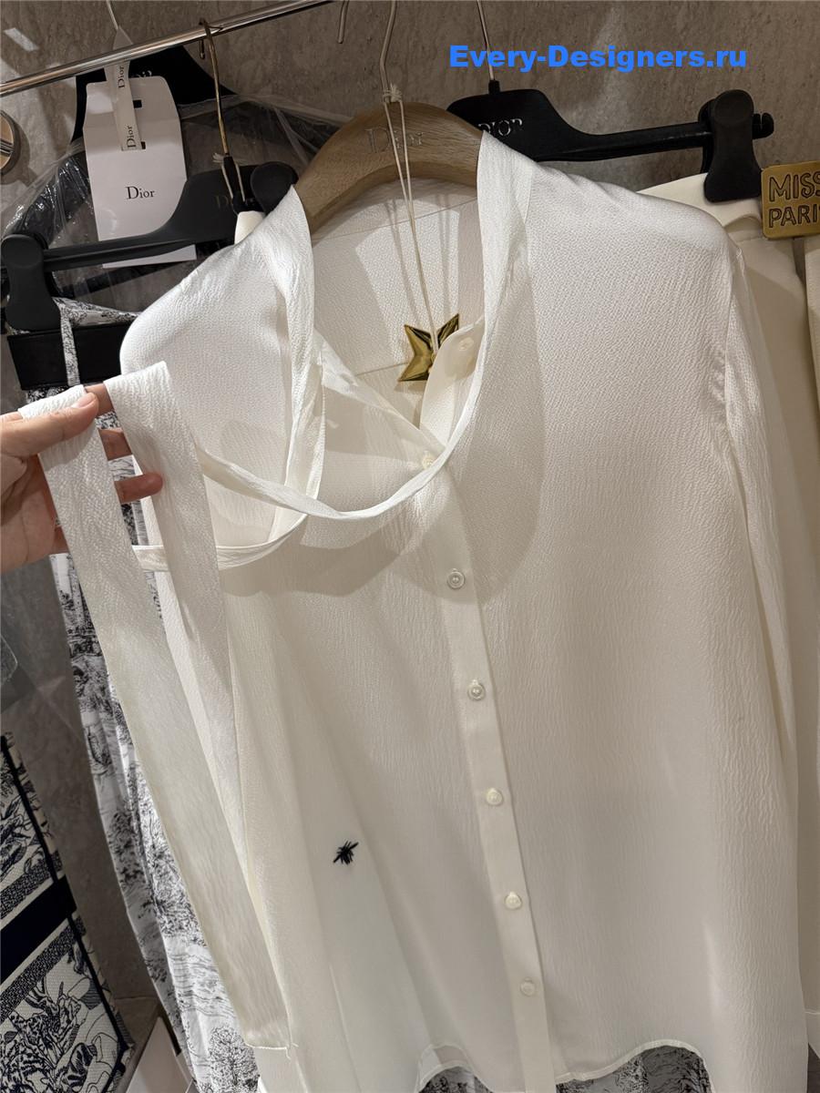 D10r cd pearl satin ribbon silk shirt