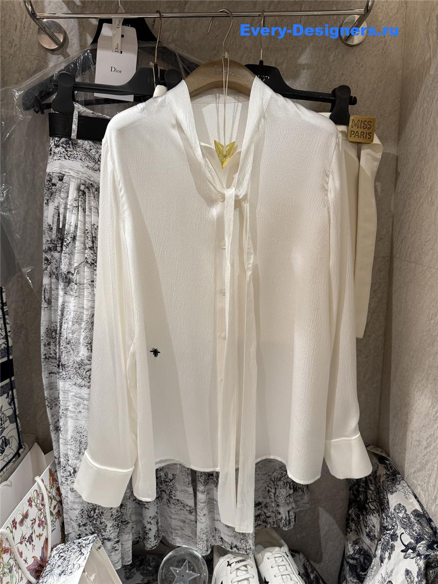 D10r cd pearl satin ribbon silk shirt