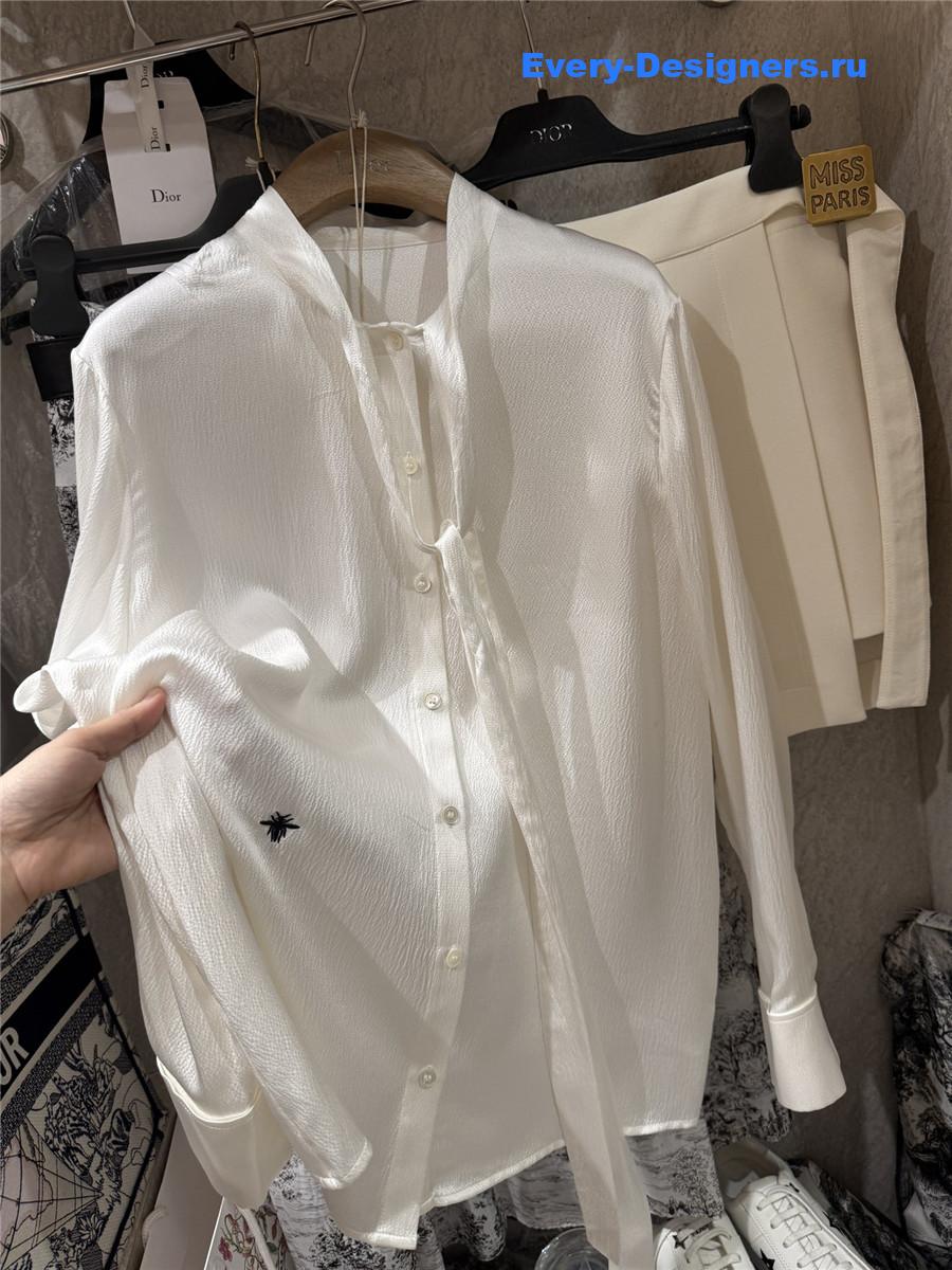 D10r cd pearl satin ribbon silk shirt