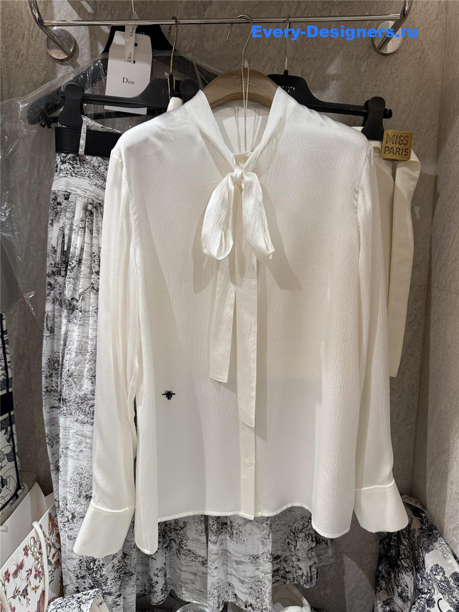 D10r cd pearl satin ribbon silk shirt